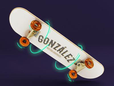 Skate González 3d glow letter render skate skateboard