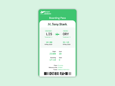 Daily UI #024 : Boarding Pass 3petitspixels adobe xd app app design boarding pass boardingpass challenge dailyui design flight green ui ui design