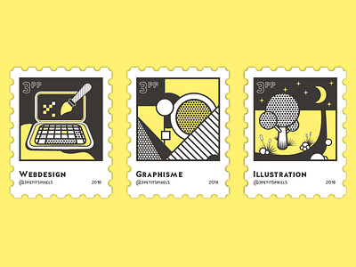 3petitspixels stamps design graphisme illustration stamp timbre webdesign yellow