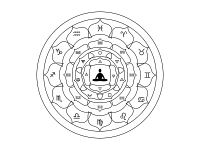 Integration and Meditation design emblem focusing logo lotus mandala meditation mystic sign symbol vector yoga