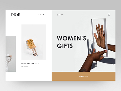 Main Page for Dior shop clean clean creative crisp dior ecommerce fashion fashion brand gold grey layout luxury main page main screen minimal minimalistic product product catalog shop shop design typography