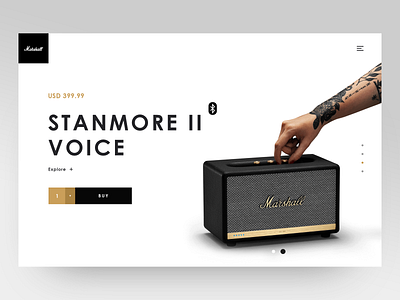 Marshall Stanmore 2 Voice black clean creative ecofriendly ecomerce gold item item card layout luxury marshall minimal minimalistic product shop shop design speaker speakers ui ux website