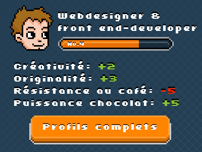 Profile preview about button geek pixels profile skills webdesign