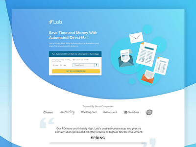 Lob Print & Mail API Landing Page