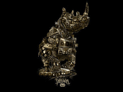 Ecko Unltd. Rhino mash up. 3d apparel collage illustration photo collage t shirt