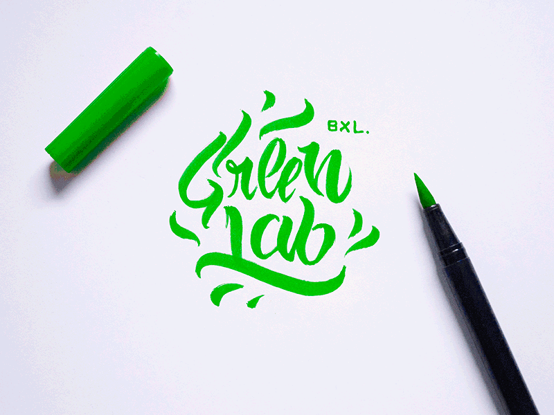 Greenlab logotype - Absinth Gin Bar & Food calligraphy font hand lettering lettering logo logotype script