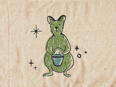 Roosevelt Wallaby animal illustration retro vintage wallaby