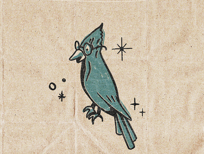 Roosevelt Quetzal bird blue illustration retro vintage