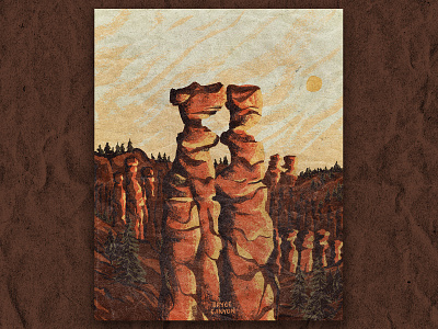 B for Bryce Canyon bryce canyon illustration national park retro texture vintage
