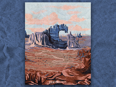 C for Canyonlands canyonlands canyons desert illustration national park nature retro texture vintage