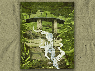 H for Hot Springs arkansas hot springs illustration national park nature paper retro texture vintage