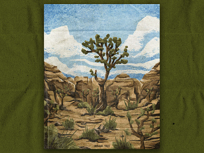 J for Joshua Tree california desert desert illustration illustration joshua tree national park nature retro texture vintage