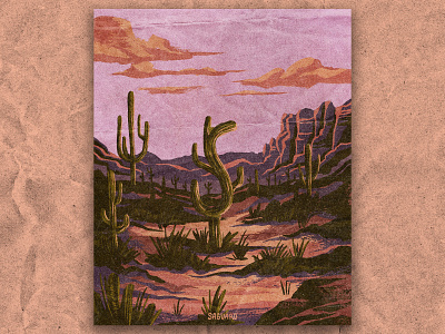 S for Saguaro desert desert illustration illustration national park nature pink retro texture vintage