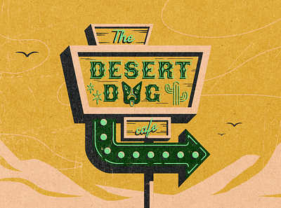 Desert Dog Cafe cafe desert diner dog illustration vector