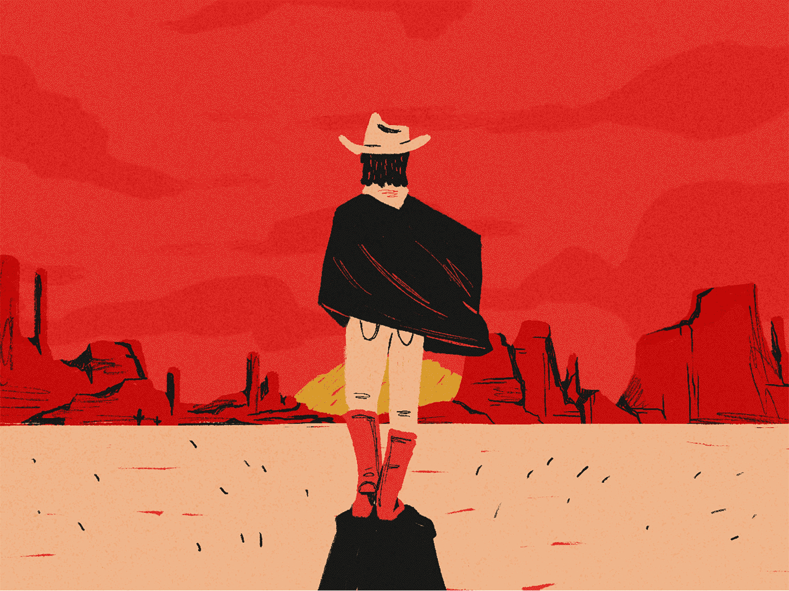A Cowboy's Journey cowboy desert gif illustration sunset wild west