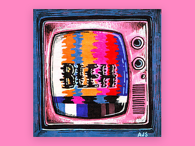 Post It Note #8 illustration pen and ink static tv