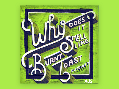 Post It Note #11 cute green illustration lettering pen and ink post it toast typography