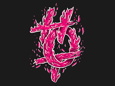 Hot ;) black digital flames hot illustration lettering pink typography