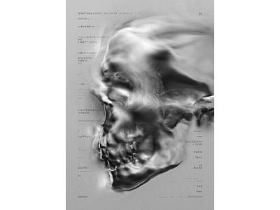 WWP°303 "HDSHT" abstract art black and white blender blur colors depth of field design filter forge generative grey illustration render skull