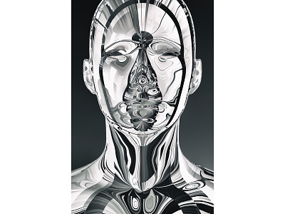 PHASE VII abstract art black and white black n white colors dark design face filter forge generative humanoid illustration phase robot robotic scifi synthetic white