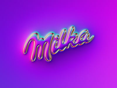 Milka logo x Naumorphism abstract art brand branding chocolate chrome chrome type colors design filter forge generative glow illustration logo logotype milka neon rebrand rebranding