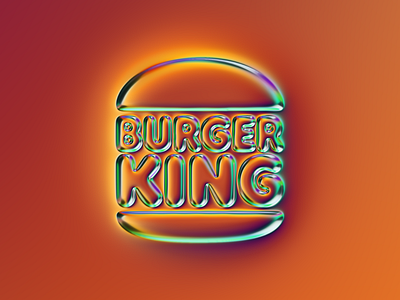 Burger King logo x Naumorphism 3d abstract art bk branding burger burger king chrome chrome type colors design filter forge generative glow illustration logo neon