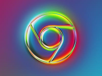 Google Chrome logo x Naumorphism 3d abstract art branding chrome color colors design filter forge generative glow google holographic illustration iridescent light logo neon reflection