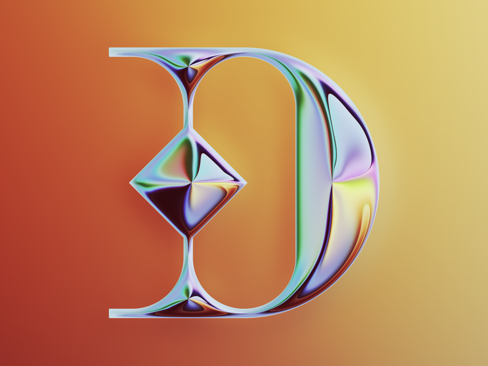 D - 36 DOT 2022 36daysoftype 36dot abstract art chrome colors design diamond filter forge gem generative illustration lettering type