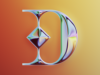 D – 36 DOT 2022 36daysoftype 36dot abstract art chrome colors design diamond filter forge gem generative illustration lettering type