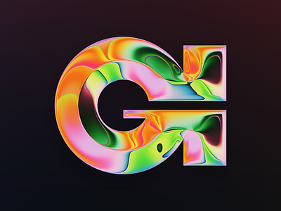 G – 36DOT 2022 36daysoftype 36dot abstract art chrome colors design filter forge gecko generative green illustration lettering procedural type type design typography