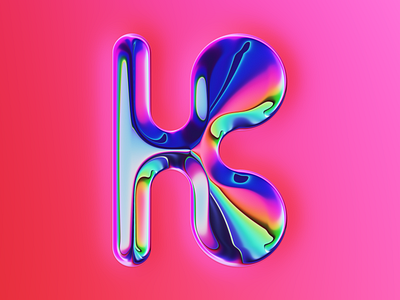 K – 36DOT 2022 36daysoftype 36dot abstract art candy colors design filter forge generative glow illustration lettering pink rainbow sweet type type design typography