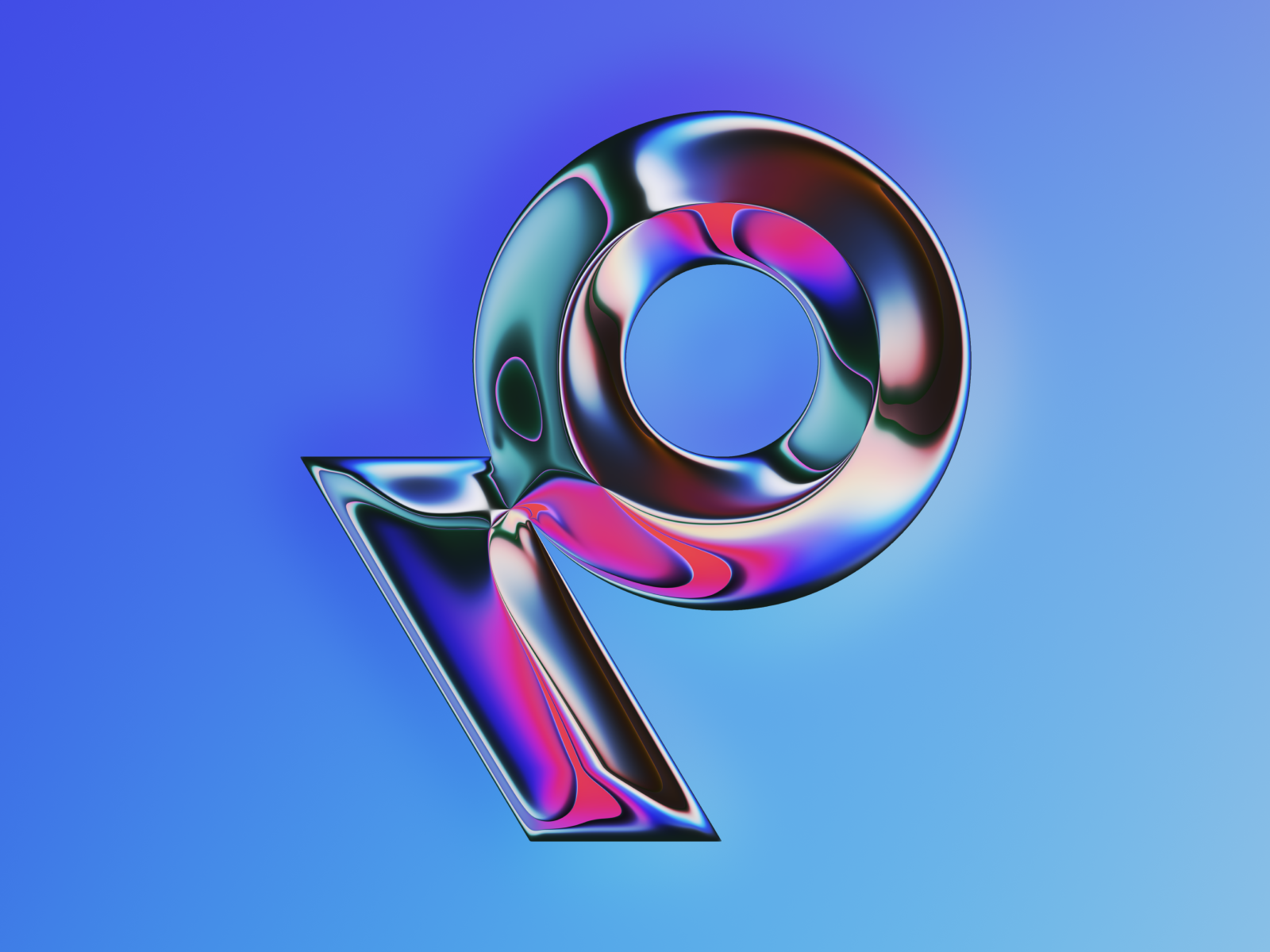 P - 36DOT 2022 abstract art blue chrome colors design filter forge generative illustration lettering metal procedural reflection shiny type type design typography