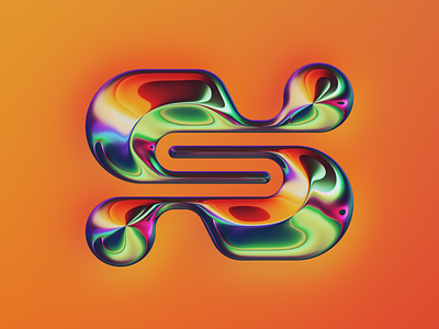 S – 36DOT 2022 36days 36daysoftype 36dot abstract art chrome colors design filter forge generative illustration lettering orange type type design typography