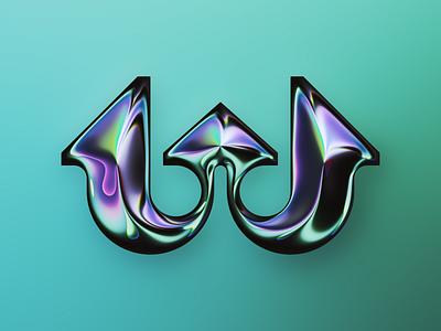 W – 36DOT 2022 36daysoftype 36dot abstract art chrome colors design filter forge generative illustration lettering type type design