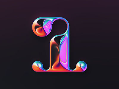 1 – 36DOT 2022 36daysoftype 36dot abstract art chrome colors design filter forge generative illustration letter lettering type type design