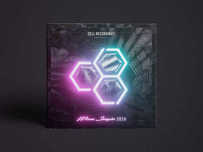 Cell Recordings pres. Miami Sampler 2018 abstract album cover art artwork design edm miami music neon sampler