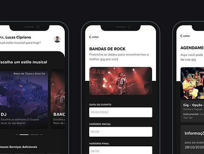 GIG - Platform of Musicians dark theme design music musicians performances ui uidesign user interface