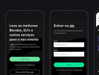 GIG - Sign In dark theme design mobile music musicians signin ui uidesign user interface