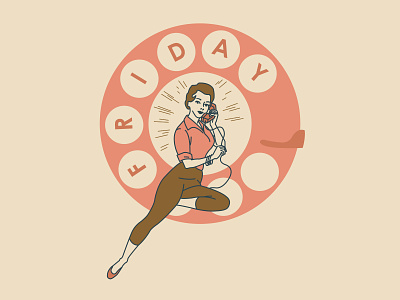 A Girl Friday 1950s 1960s 40s 50s girl girl friday identity identity branding illustration logo logo design tcb telephone vintage woman