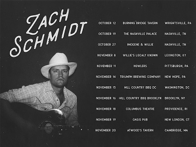 Zach Schmidt Tour poster tour