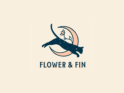 Flower & Fin 20s inspired apothecary cat logo feminine logo flower logo identity design logodesign moon logo witch logo witchy