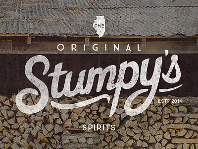 Stumpy's Spirits alcohol branding distillery lettering logo script wordmark