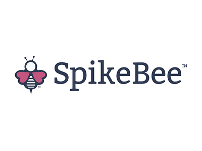 SpikeBee Logo bee blue logo pink seirf typeface