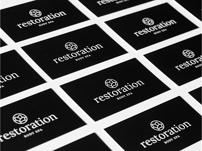 Business Cards | Restoration Body Spa black black and white business cards serif succulent