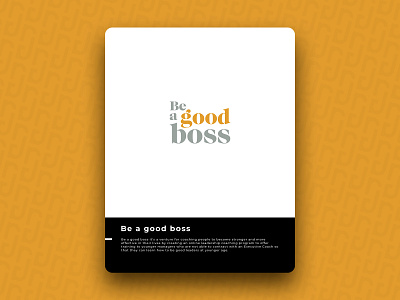 Be a good boss