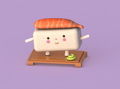 My First Sushi 3D 3d 3d art 3d modeling animation character cinema 4d color modeling sushi