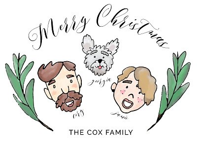 Family Christmas Card card christmas christmas card digital drawing dog holidays illustration portrait schnauzer vector wacom watercolor