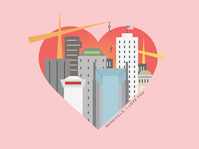 A Love Letter to Nashville buildings heart illustration love nashville skyline valentine vector