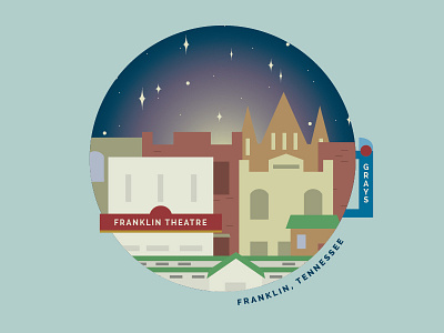 Franklin, Tennessee city drawing franklin illustration nashville skyline tennessee vector