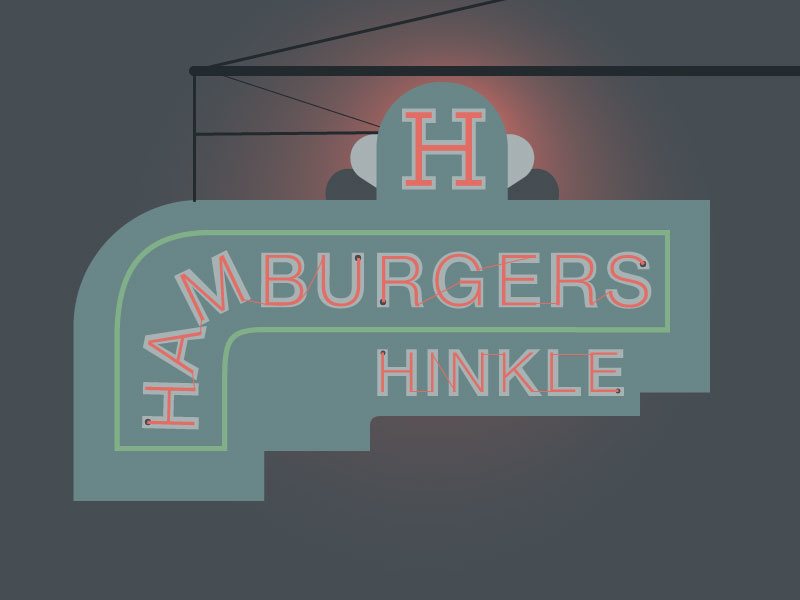 Hinkle's Hamburgers in Madison, IN city vector illustration illustration digital illustration sign design vector art illustrator signage food travel madison madison indiana indiana vintage sign signs cities neon hamburgers